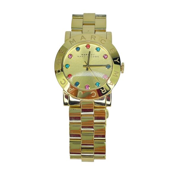 Marc By Marc Jacobs Watch Amy Multi-Color Gold Tone Crystals Round Dial Women's - Picture 1 of 9